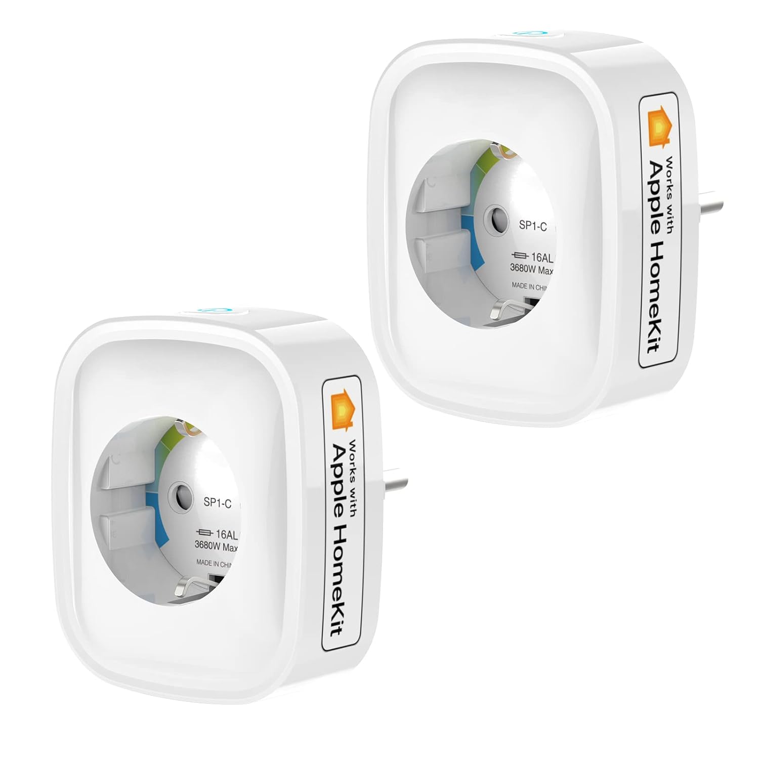 GHome Smart Gniazdko wtykowe z Apple HomeKit, 16 A, gniazdo HomeKit, zdalne sterowanie za pomocą aplikacji, sterowanie głosem, gniazdko Wi-Fi, 2 sztuki, kompatybilne z Siri lub Homepod, 2,4 GHz (tylko